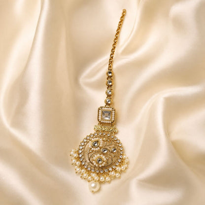 Meherbano Goddess Kundan Teeka - Pearl 2