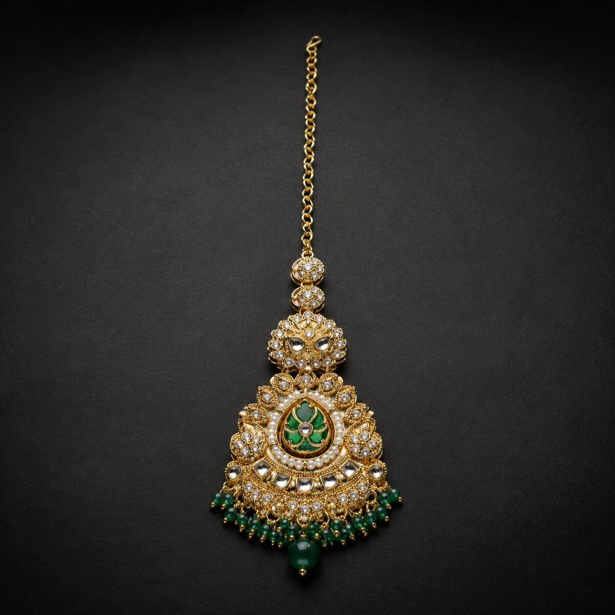Noor-e-Mahal Teardrop Kundan Teeka - Red 5