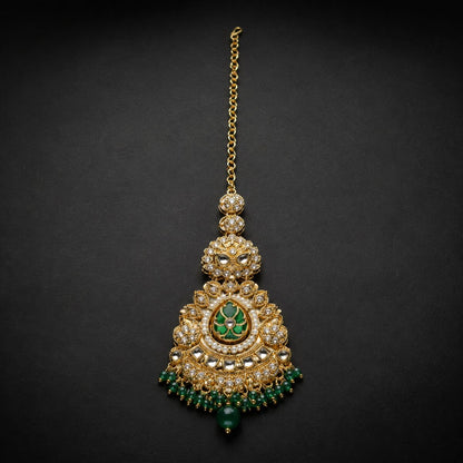 Noor-e-Mahal Teardrop Kundan Teeka - Red 5